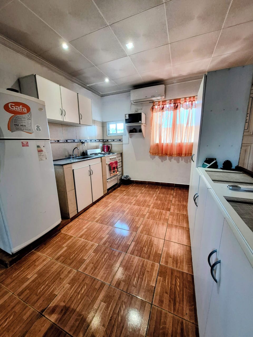 Fridge, microwave, oven, toaster