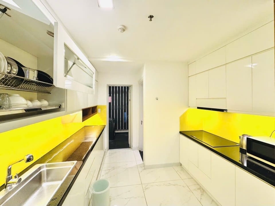 Deluxe Apartment, 2 Bedrooms, Balcony, City View | Private kitchen | Fridge, microwave, oven, stovetop