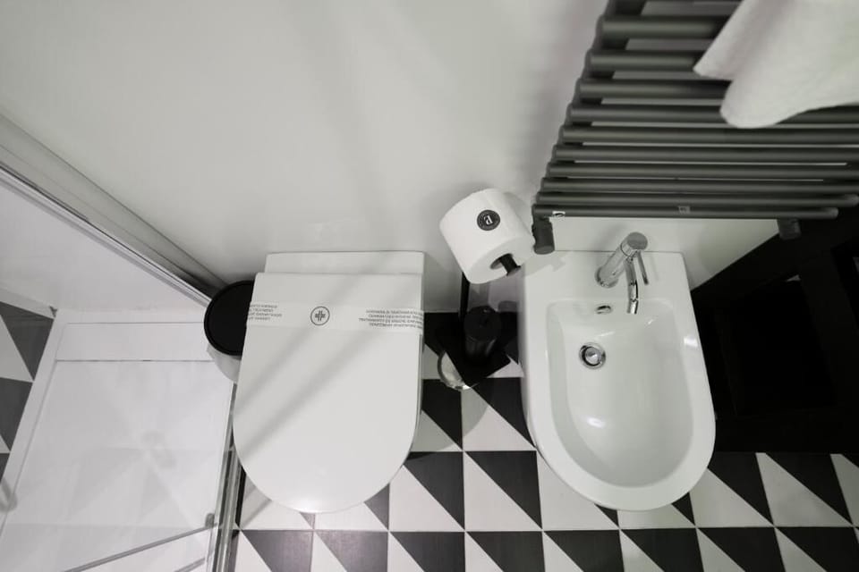 Hair dryer, slippers, bidet, towels