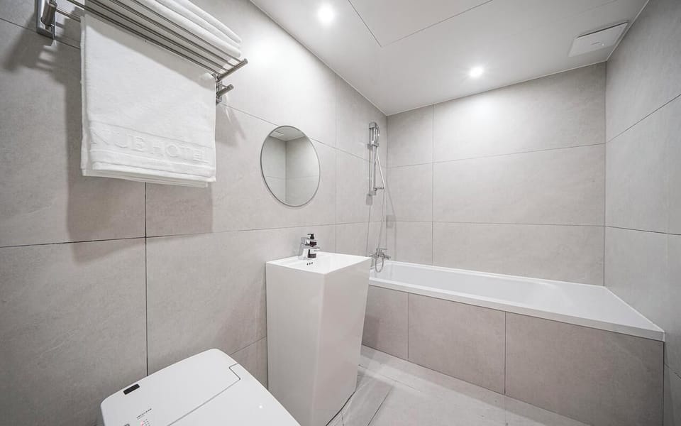 Free toiletries, hair dryer, bidet, towels