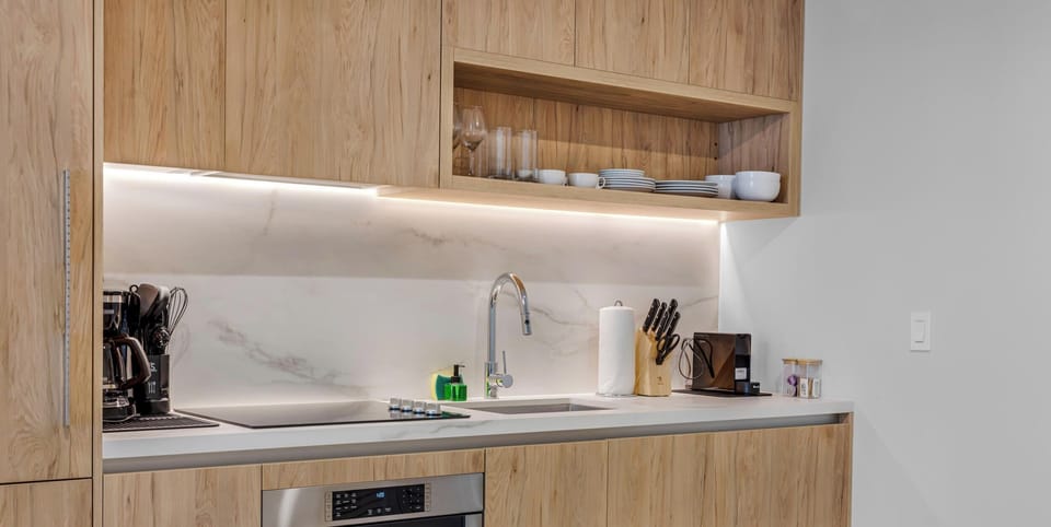 Condo, Balcony, City View | Private kitchen | Fridge, microwave, dishwasher, espresso maker