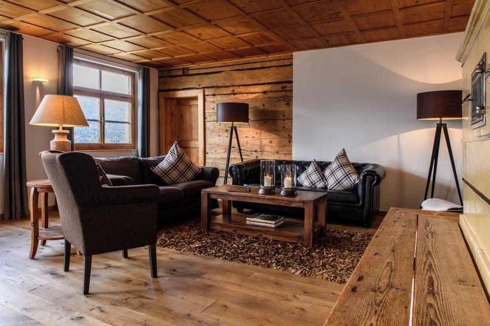 Deluxe Chalet, Mountain View | Living area | TV