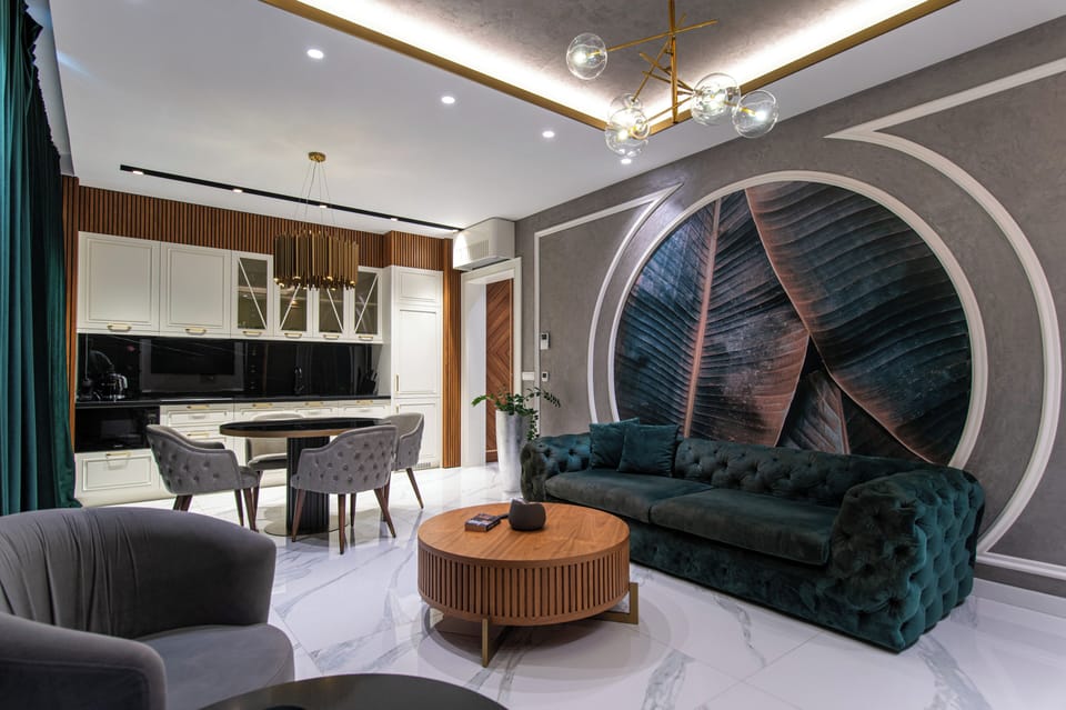 Deluxe Apartment, Balcony, City View | Living area | 80-cm Smart TV with cable channels