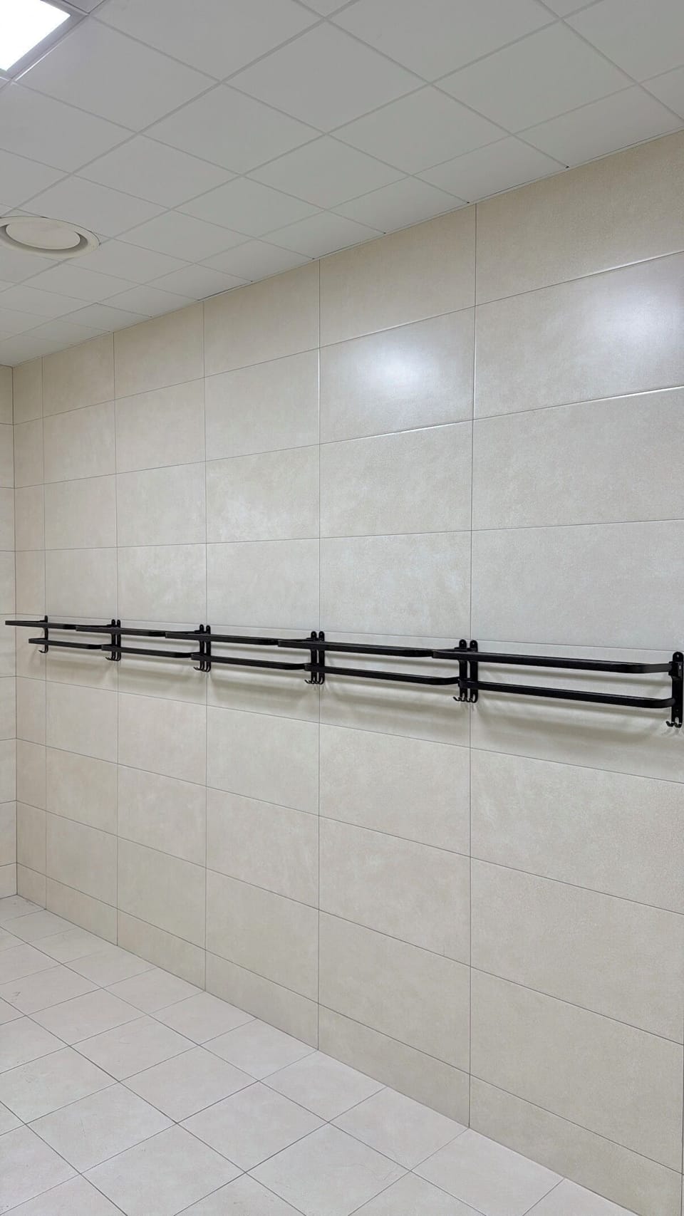 Shower, hair dryer, towels, shampoo