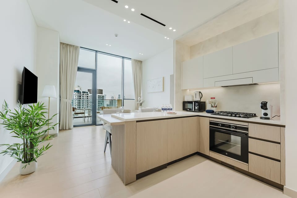 Exclusive Apartment, Balcony, City View | Private kitchen | Full-size fridge, microwave, oven, stovetop