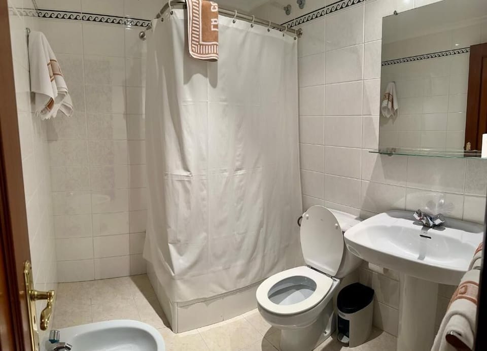 Free toiletries, hair dryer, bidet, towels