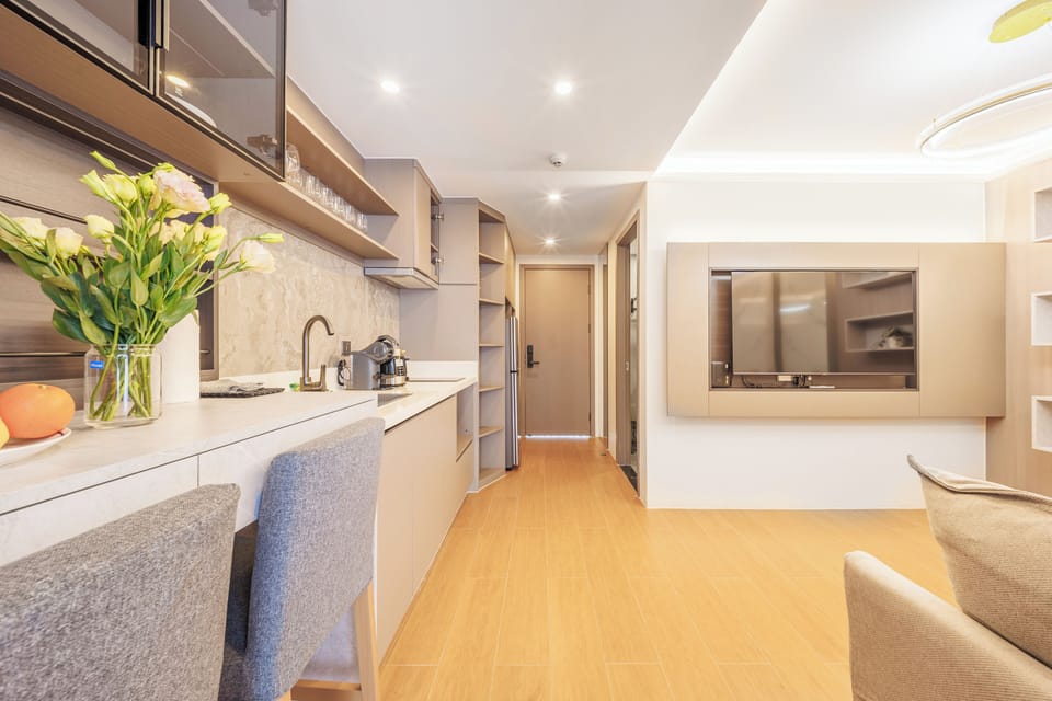 Classic Apartment, Balcony, Pool View | Living area | 15-inch Smart TV with cable channels
