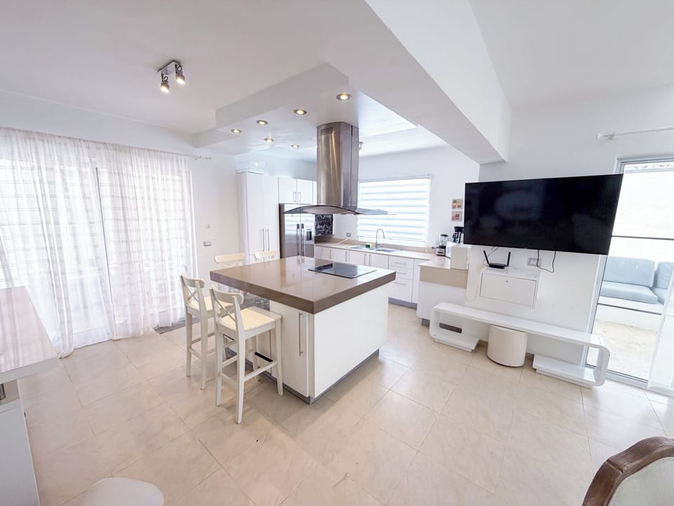 Exclusive Penthouse | Private kitchen | Fridge, microwave, stovetop, cookware/dishes/utensils