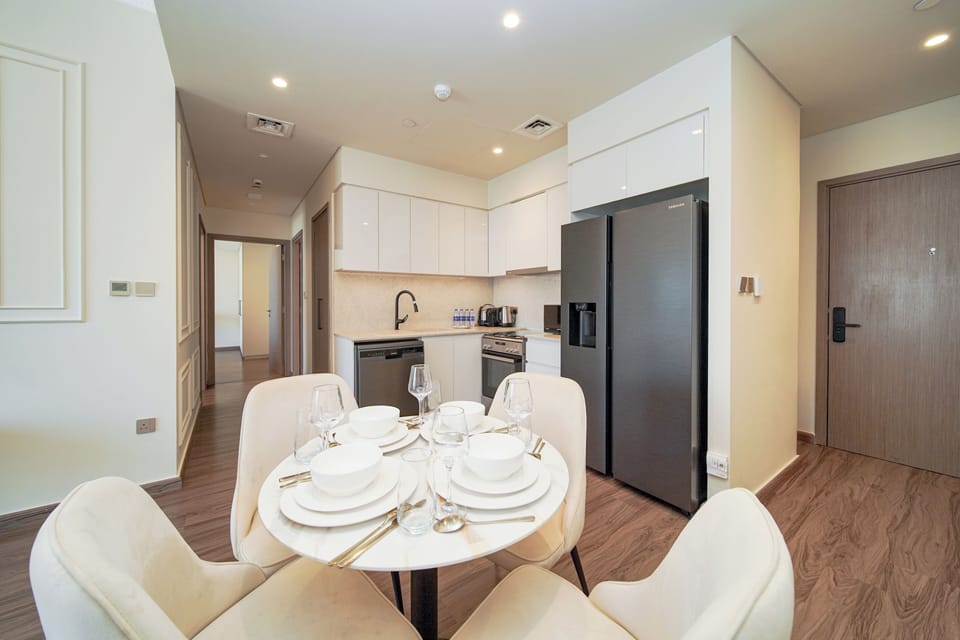 Exclusive Apartment, Non Smoking, City View | Private kitchen | Full-size fridge, microwave, oven, stovetop