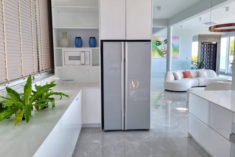 Luxury Villa, Sea View | Private kitchen | Full-size fridge, microwave, oven, stovetop