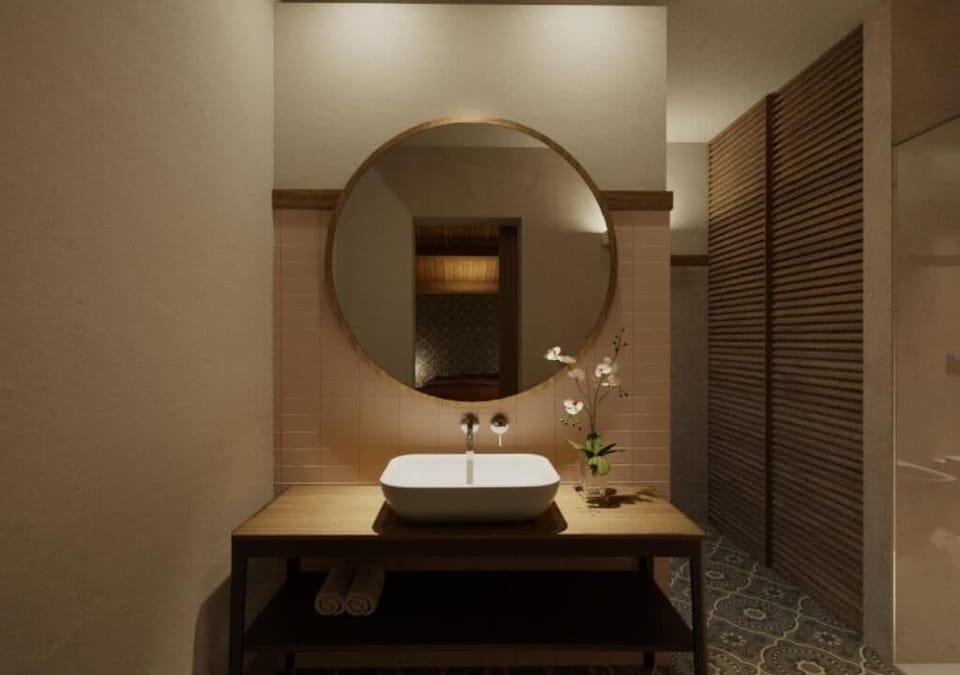 Hair dryer, bidet, towels, soap