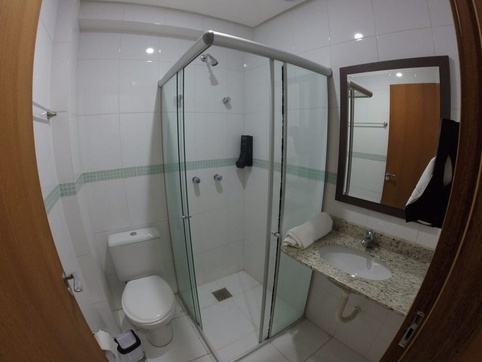 Shower, soap, shampoo, toilet paper