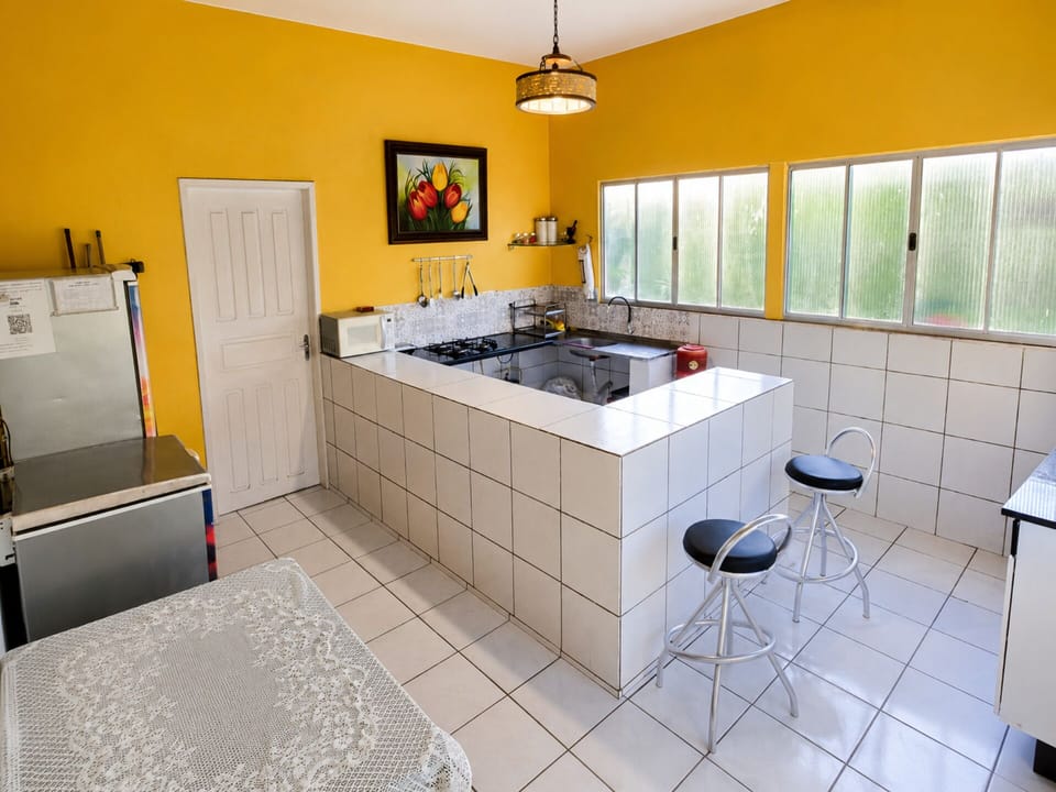 Premium House, Lake View | Private kitchen | Fridge, microwave, cookware/dishes/utensils, dining table