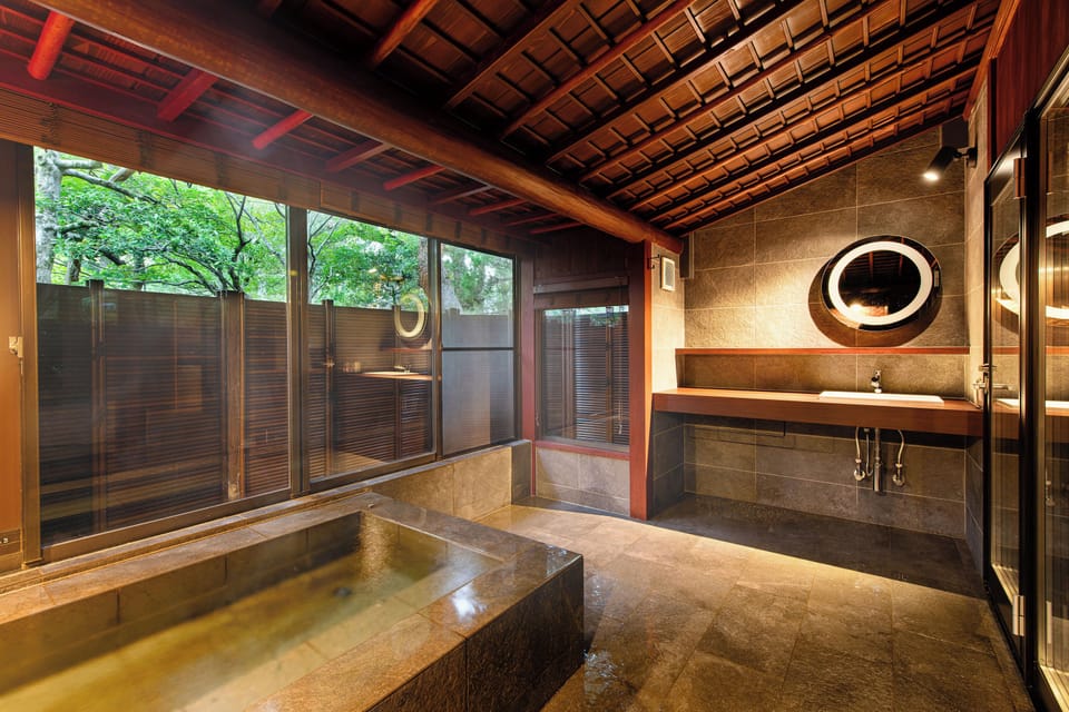 Premium Room [Choga], with Open-Air Bath, Cultural Property, Garden View, Non Smoking | Bathroom | Slippers, bidet, towels