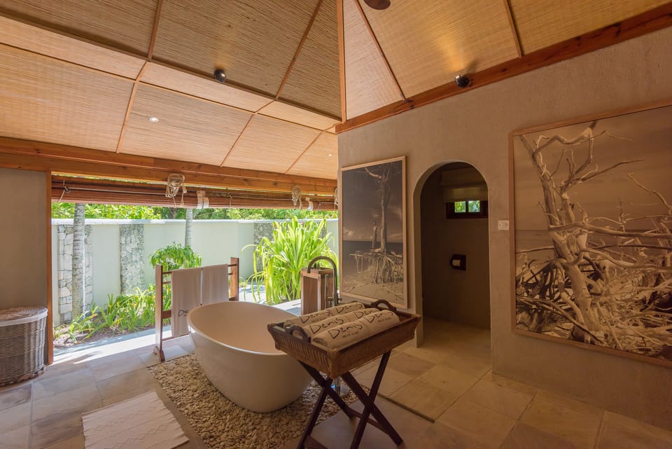 Beach Villa | Bathroom | Separate tub and shower, deep soaking tub, rainfall showerhead