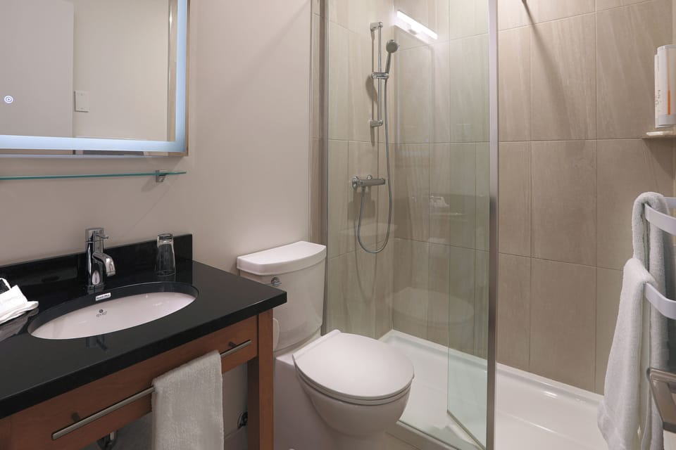 Free toiletries, hair dryer, bathrobes, towels