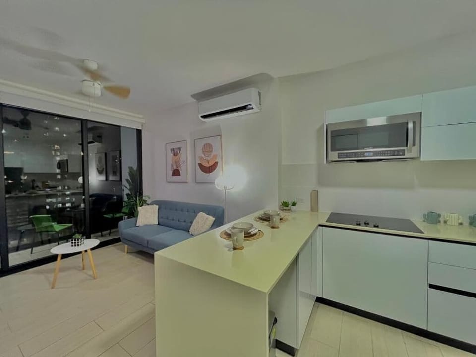 Premium Apartment, City View | Private kitchen | Coffee/tea maker, full-size fridge, microwave, oven