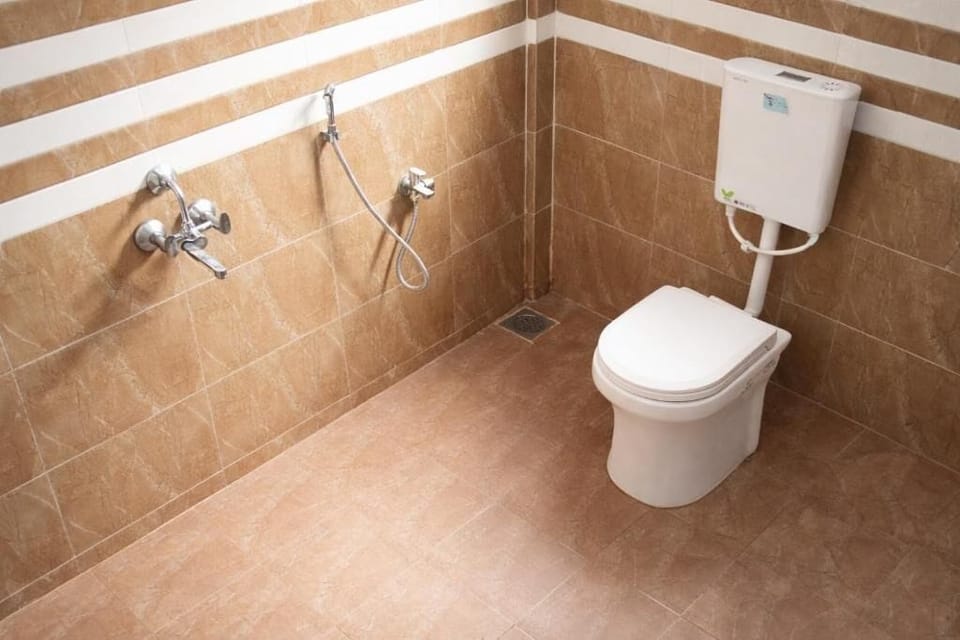 Shower, free toiletries, towels, soap
