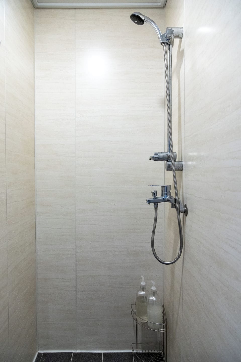 Shower, free toiletries, towels, soap