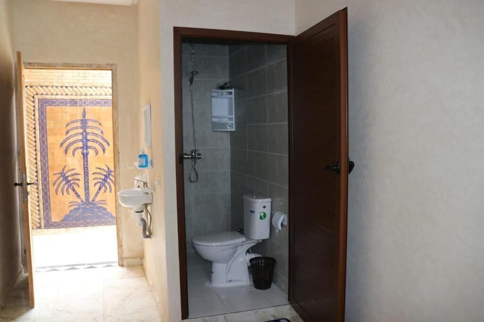 Shower, towels, toilet paper