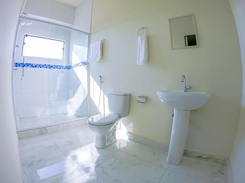 Shower, electronic bidet, towels, soap