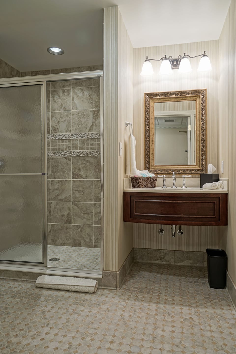 Grand Suite, 1 King Bed | Bathroom | Shower, designer toiletries, hair dryer, towels