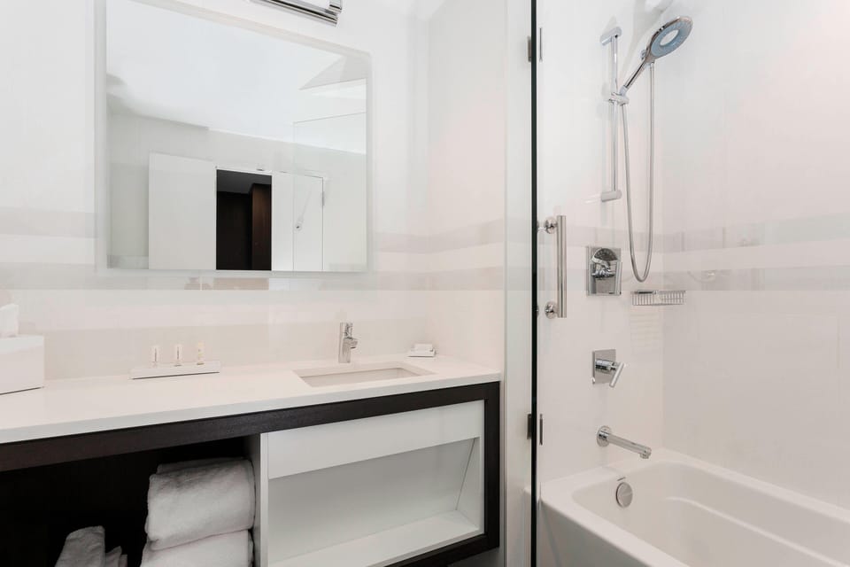 Free toiletries, hair dryer, towels