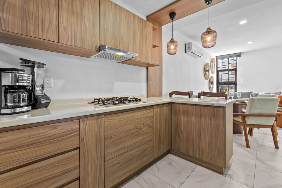 Villa | Private kitchen | Fridge, microwave, oven, stovetop