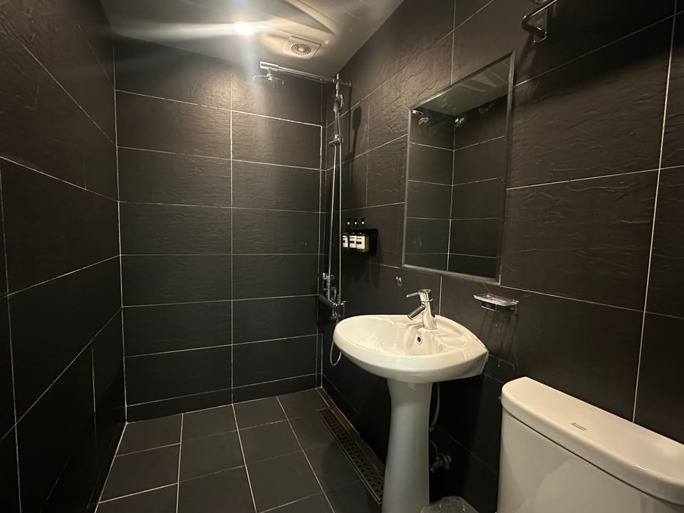 Standard Room | Bathroom | Hair dryer, towels, shampoo, toilet paper
