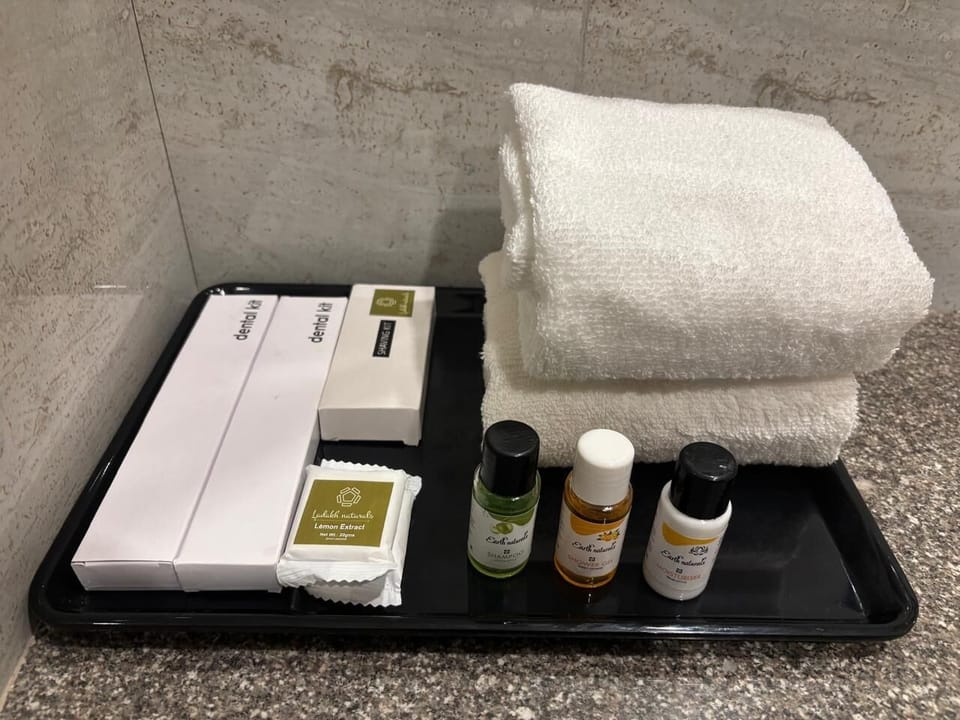 Free toiletries, hair dryer, towels, soap