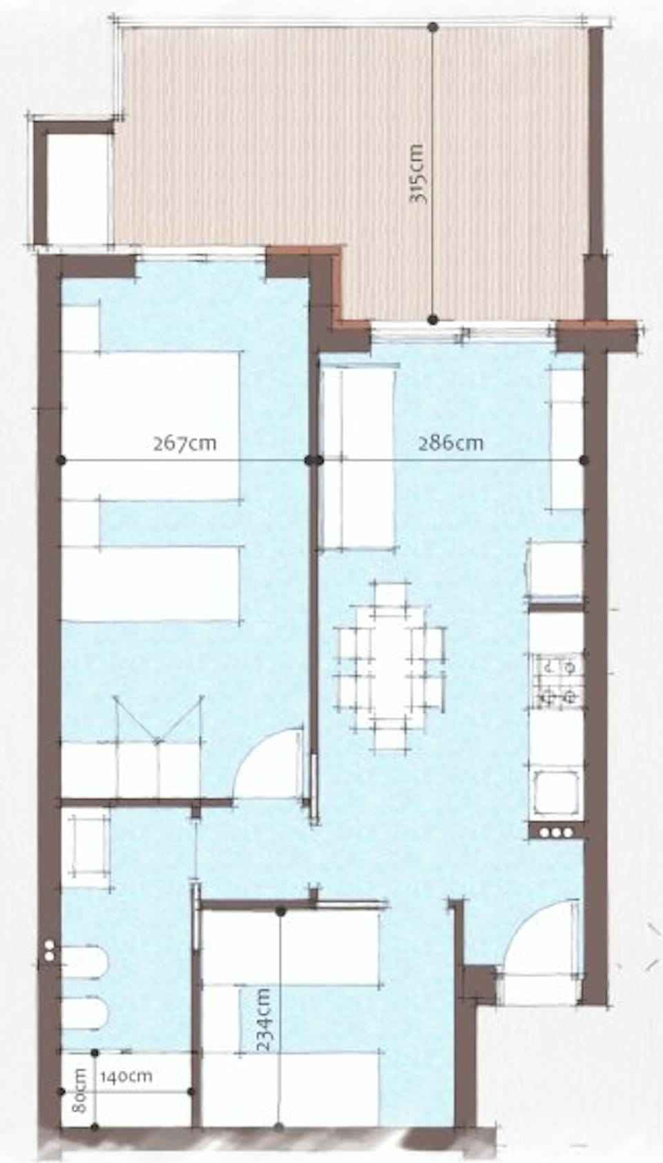 Apartment, 2 Bedrooms, Balcony, City View | Floor plan