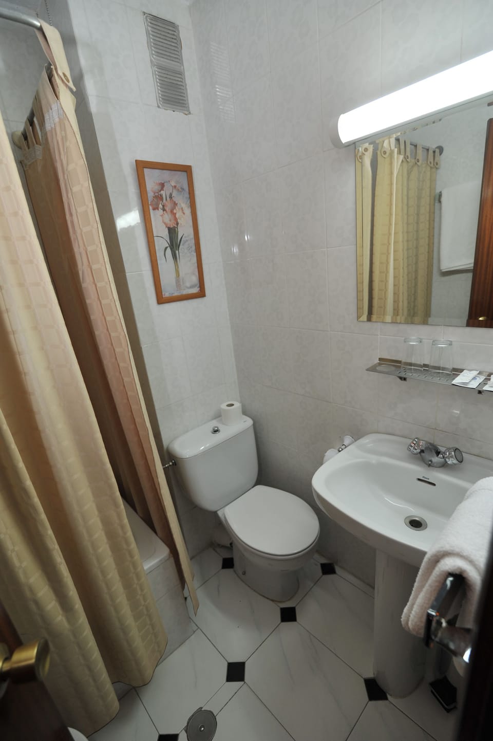 Shower, free toiletries, bidet, towels