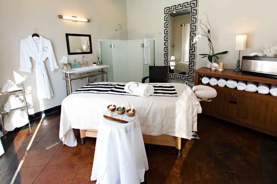 Outdoor treatment areas, body treatments, aromatherapy