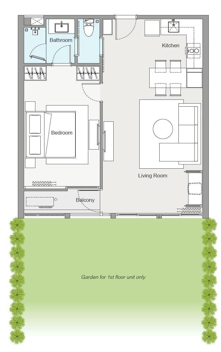 One Bedroom 1A Ground Floor | Floor plan