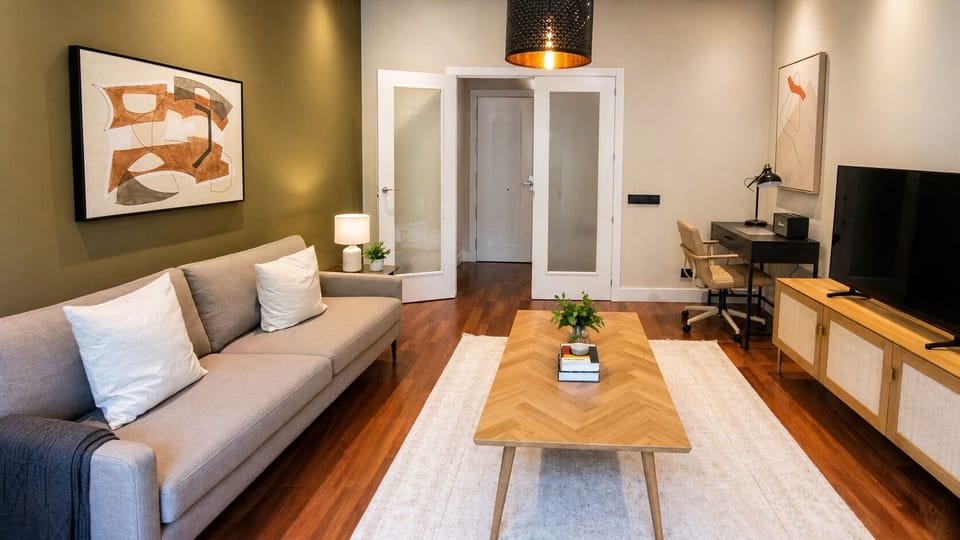 Luxury Apartment, 3 Bedrooms, Hill View | Living area | Flat-screen TV