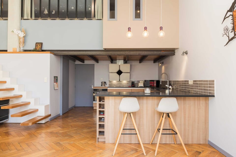Apartment | Private kitchen | Fridge, microwave, oven, stovetop
