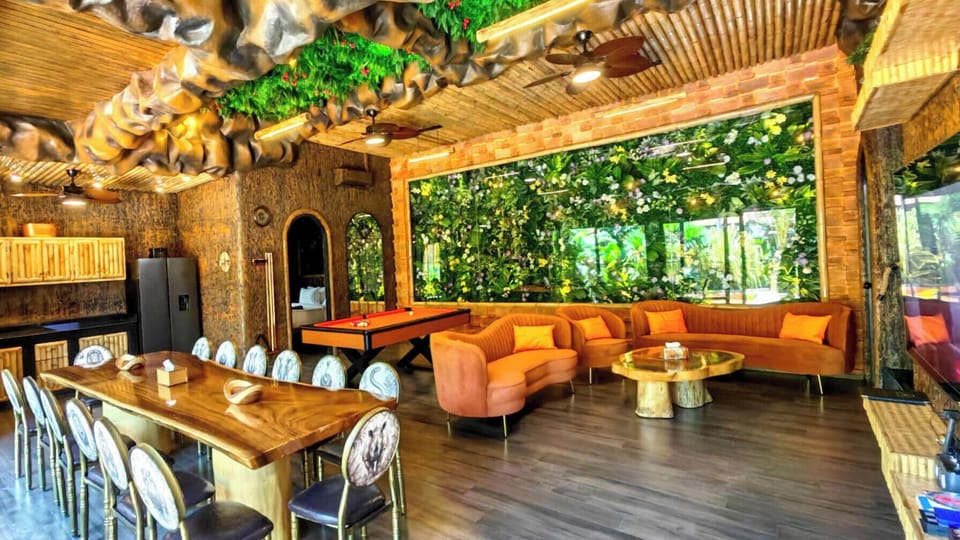 Luxury Villa, Private Pool | Living room | 85-inch LED TV with cable channels, video-game console, Netflix