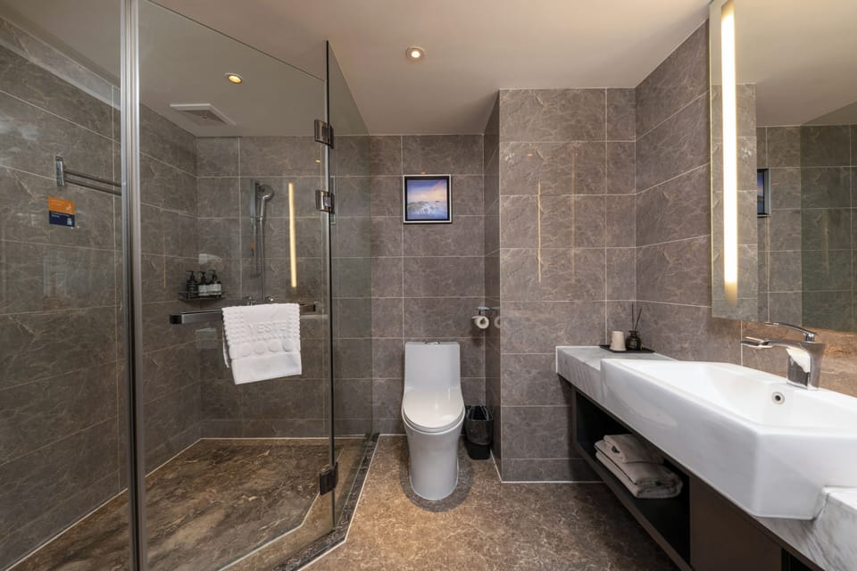 Superior Twin Room, Balcony, City View | Bathroom | Shower, free toiletries, hair dryer, towels