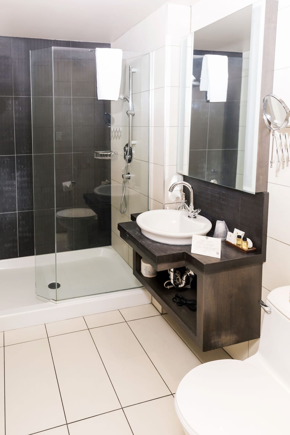 Shower, free toiletries, hair dryer, bathrobes