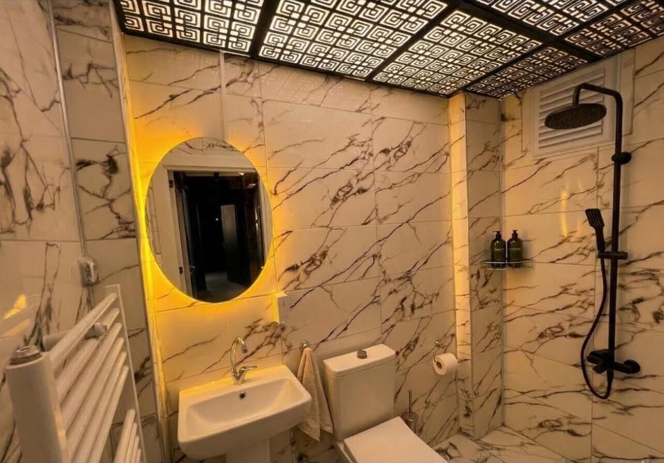 City Apartment, 1 Queen Bed with Sofa bed | Bathroom | Free toiletries, hair dryer, towels, soap