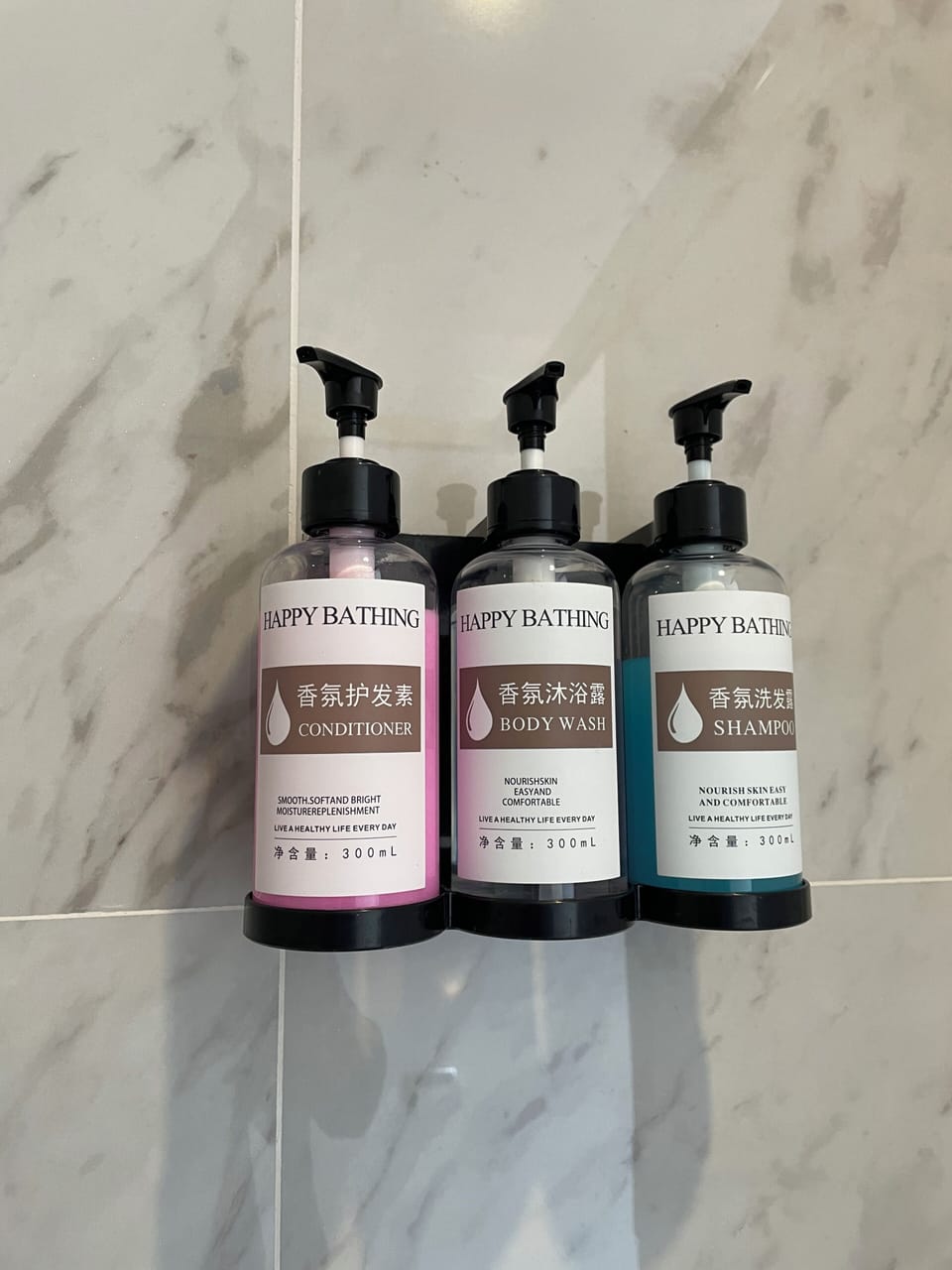 Shower, towels, soap, shampoo
