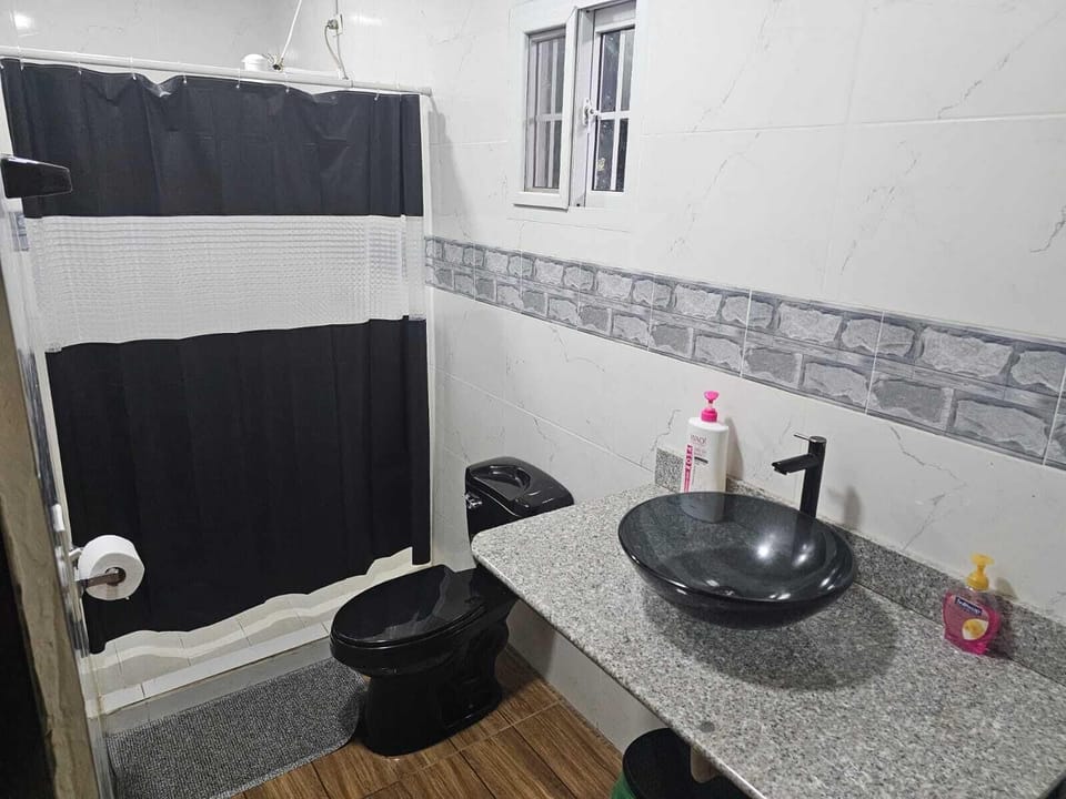 Shower, towels, soap, shampoo