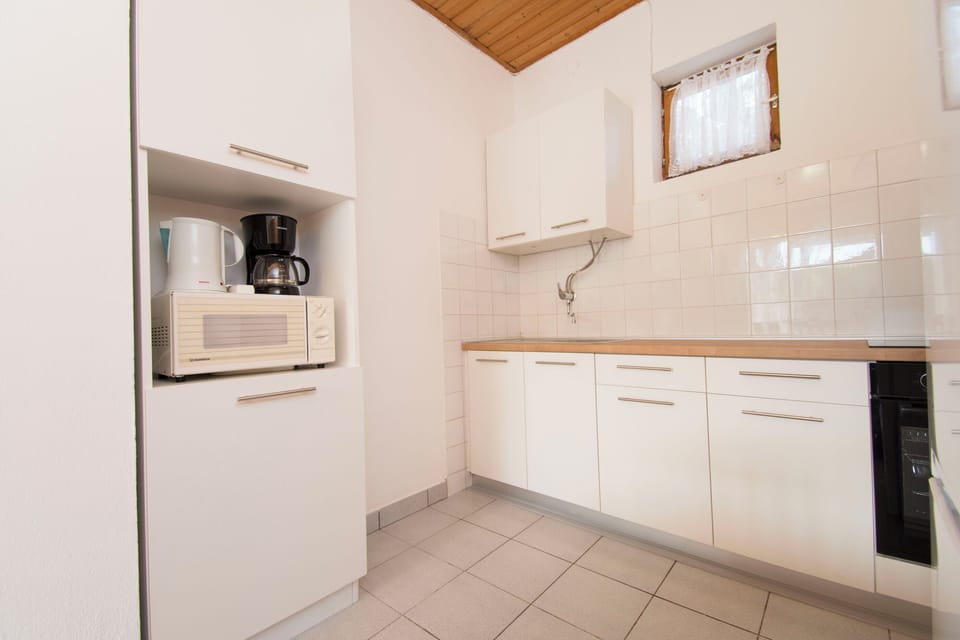 Apartment (A1) | Private kitchen | Fridge, microwave, oven, stovetop