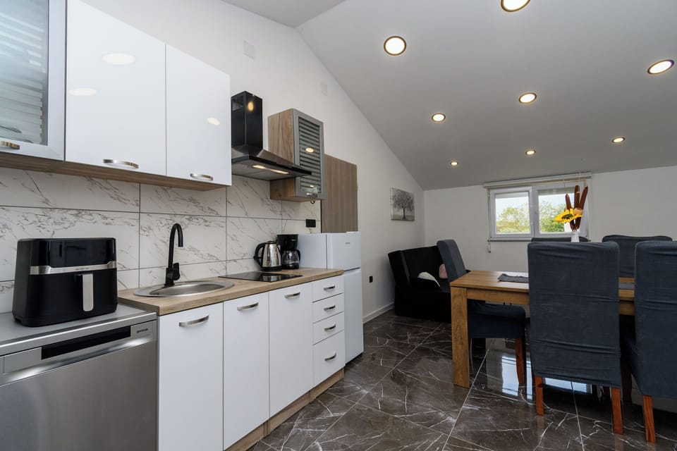 Apartment (A1) | Private kitchen | Espresso maker, fridge, microwave, oven