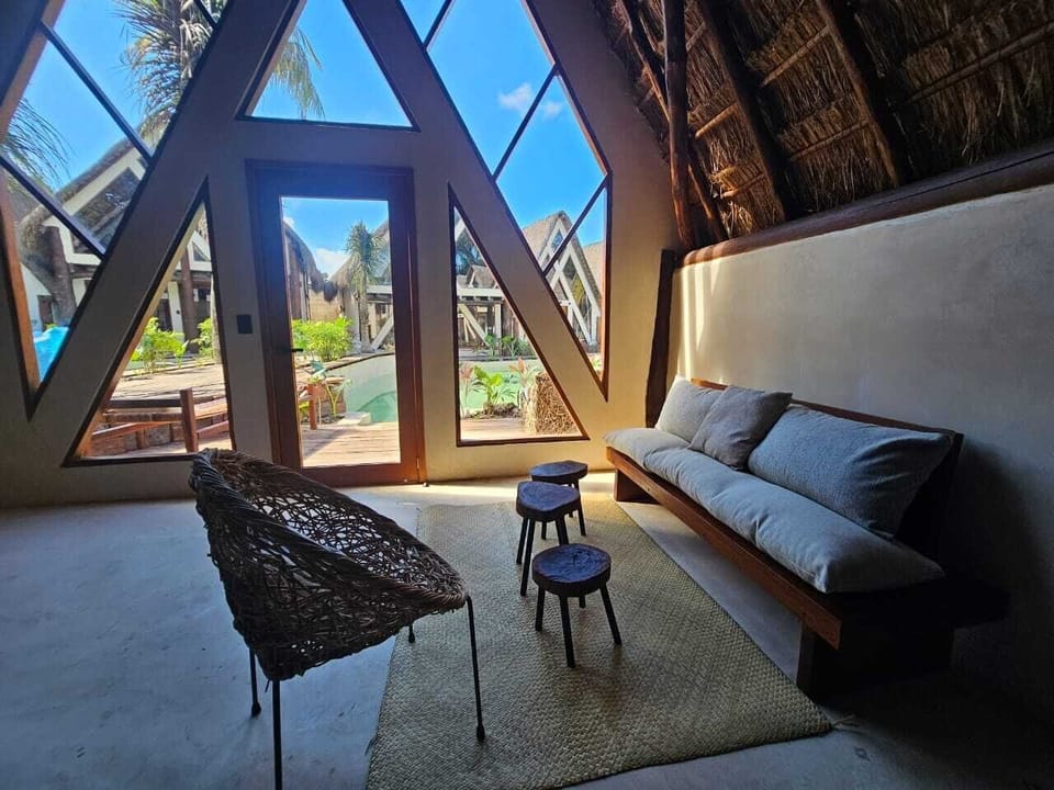 Comfort Cabin, Pool View | Living area | 32-inch Smart TV with digital channels, streaming services