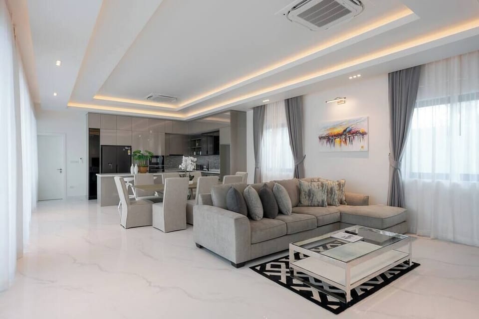 Luxury Villa, Pool View | Living area | Flat-screen TV