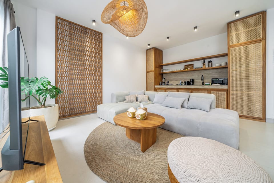Luxury Villa, Pool View | Living area | 50-inch Smart TV with digital channels