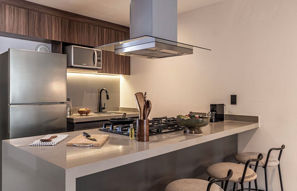 Standard Suite | Private kitchen | Fridge, microwave, oven, stovetop