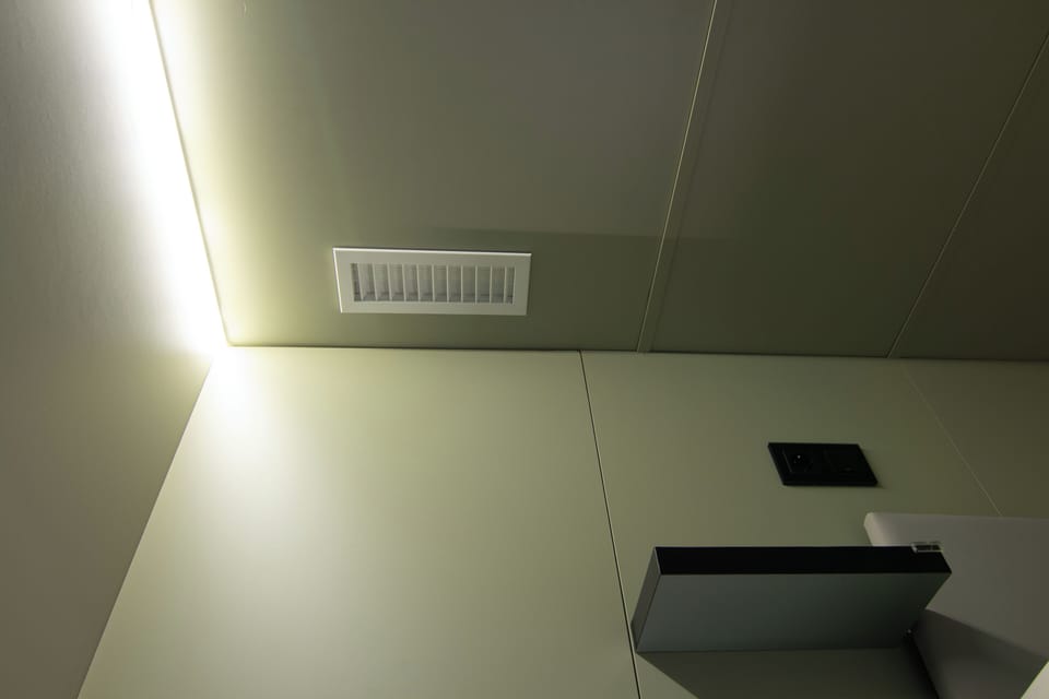 Private Quad Bunk Capsule with Large Beds. | Laptop workspace, free WiFi, bed sheets