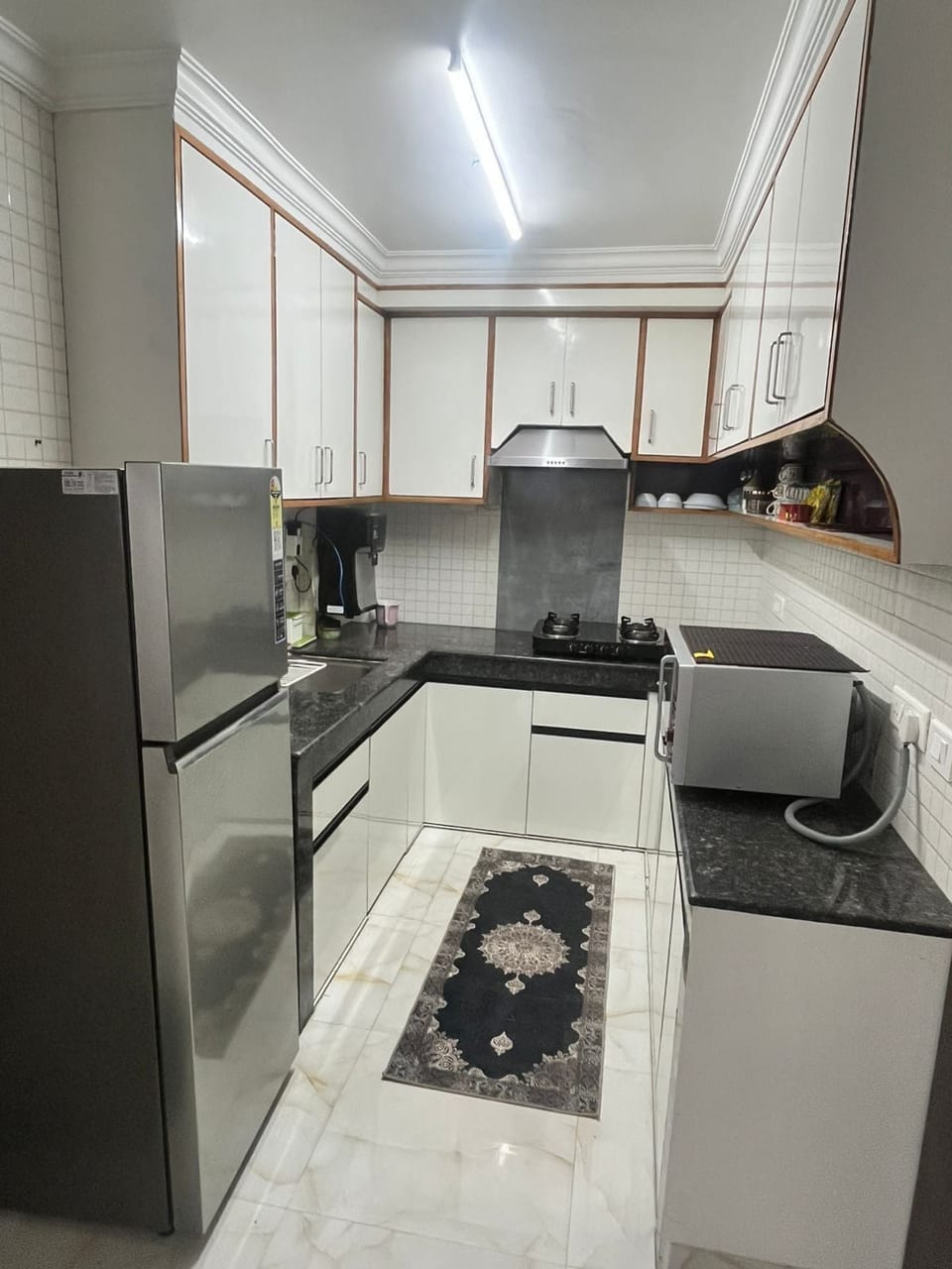 Fridge, microwave, oven